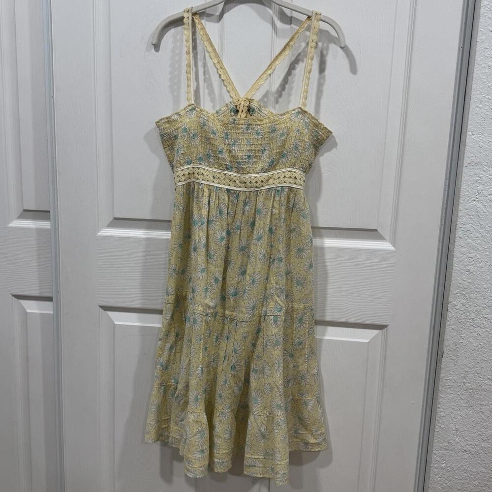 Montage Free‎ People Cottage Core Ruched Dress Yellow Size Small S